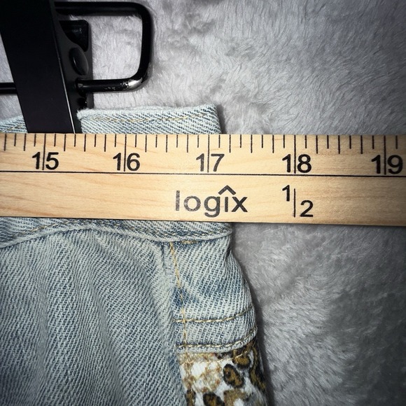 Sun Stone Jeans Womens 32 Light Blue Straight Leg Brown Patch Design Side Panel - Picture 8 of 14